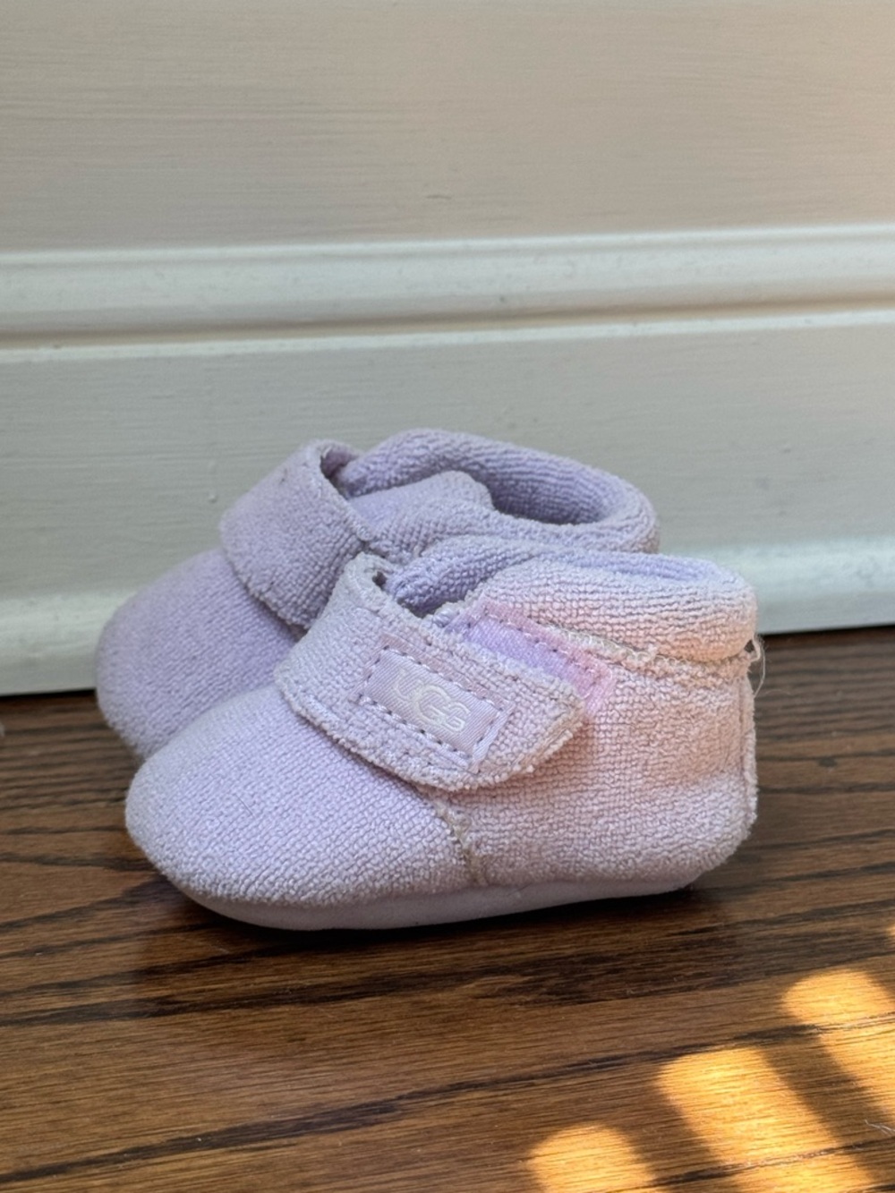 UGG Bixbee Lavender Terry-Cloth Velcro Baby Booties